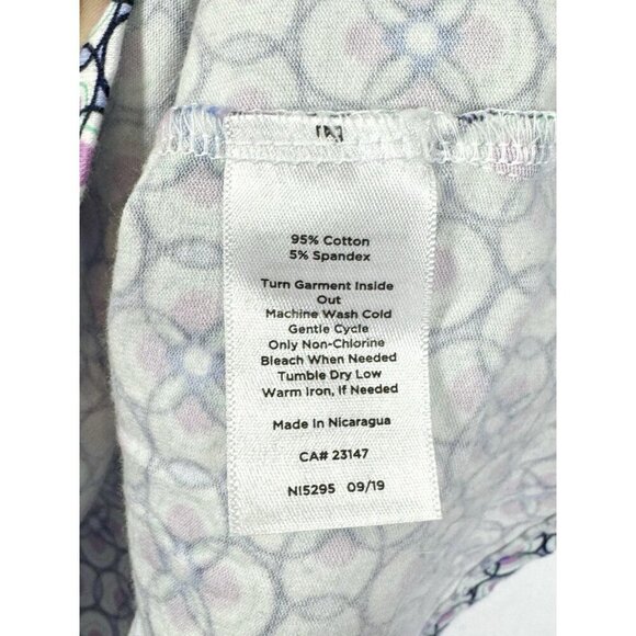 Talbots Notch V-neck T-Shirt Women 2X Purple Blue Floral All Over Short Sleeve - Picture 4 of 7